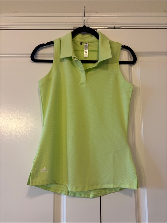 adidas Tops - adidas Sleeveless Polo Tank Top - Lime Green